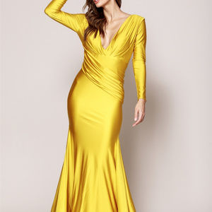 mustard yellow mermaid dress